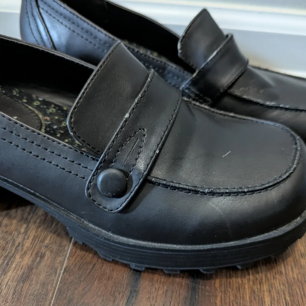 Vintage Unionbay Bettie Platform Loafers Chunky Black‎ Size 6M 90s Y2K Academia